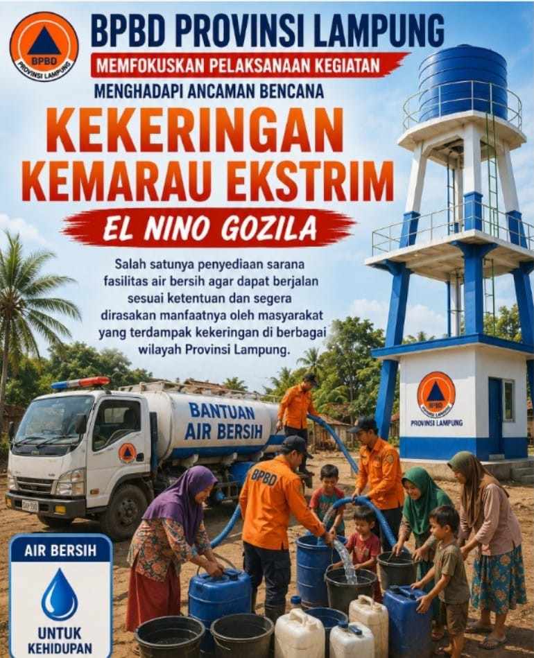 El Nino Diprediksi Berdampak ke Lampung, BPBD Siapkan Bantuan Air Bersih